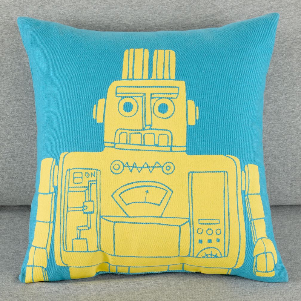Robo-Throw Pillow (Teal)