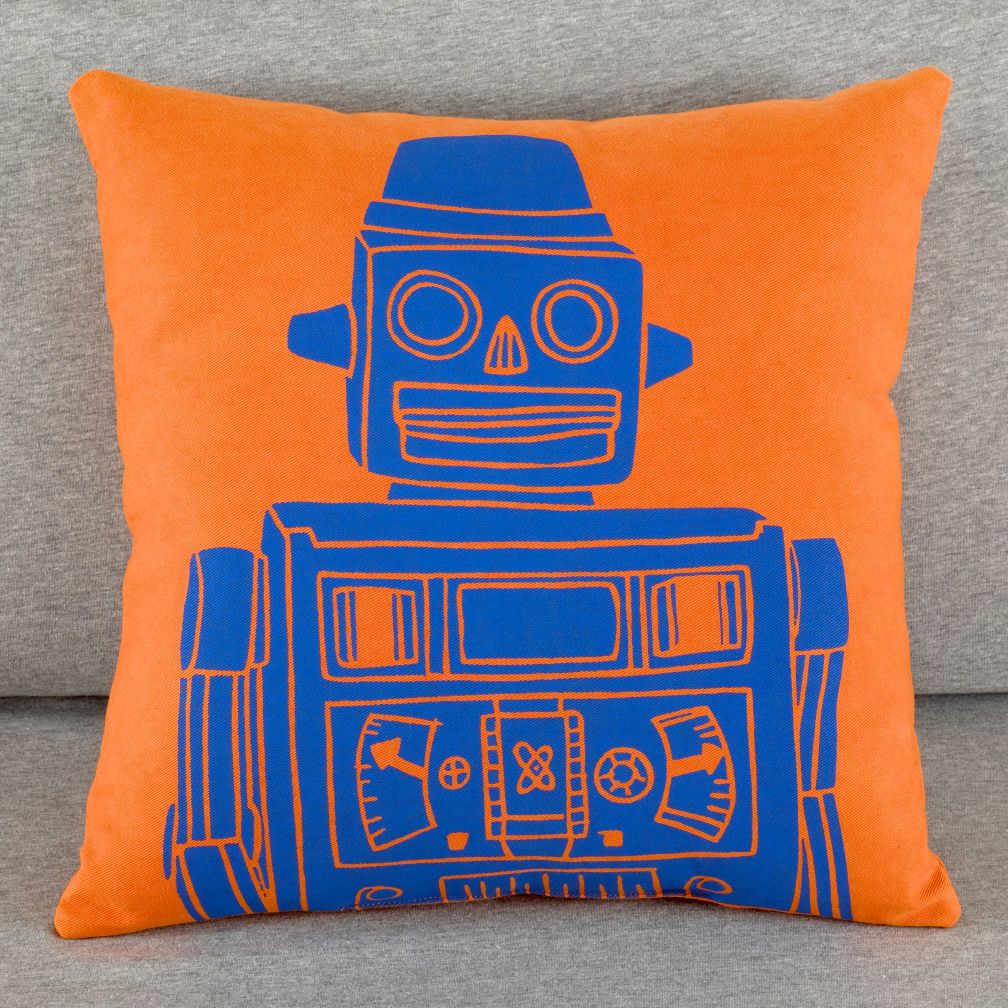 Robo-Throw Pillow (Orange)