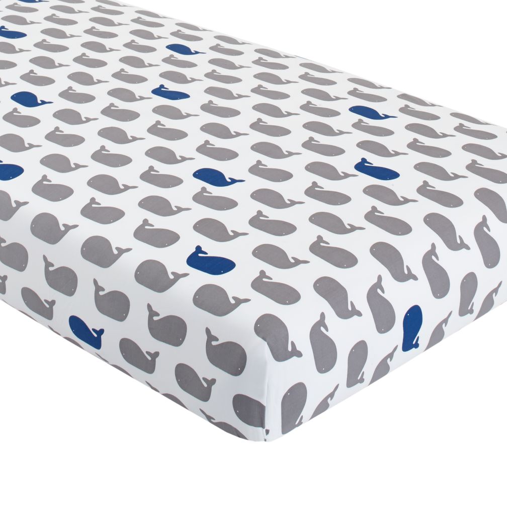 New School Crib Fitted Sheet (Whale)