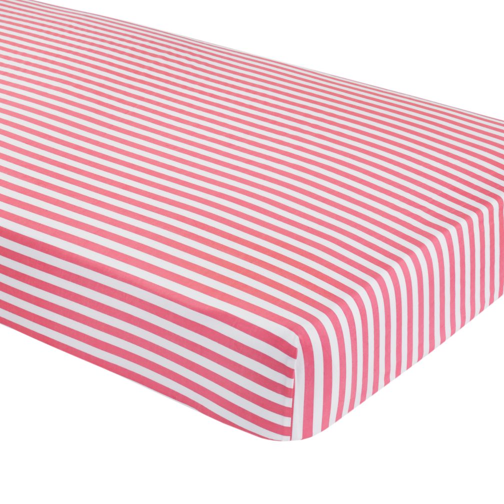 New School Crib Fitted Sheet (Pink Stripe)