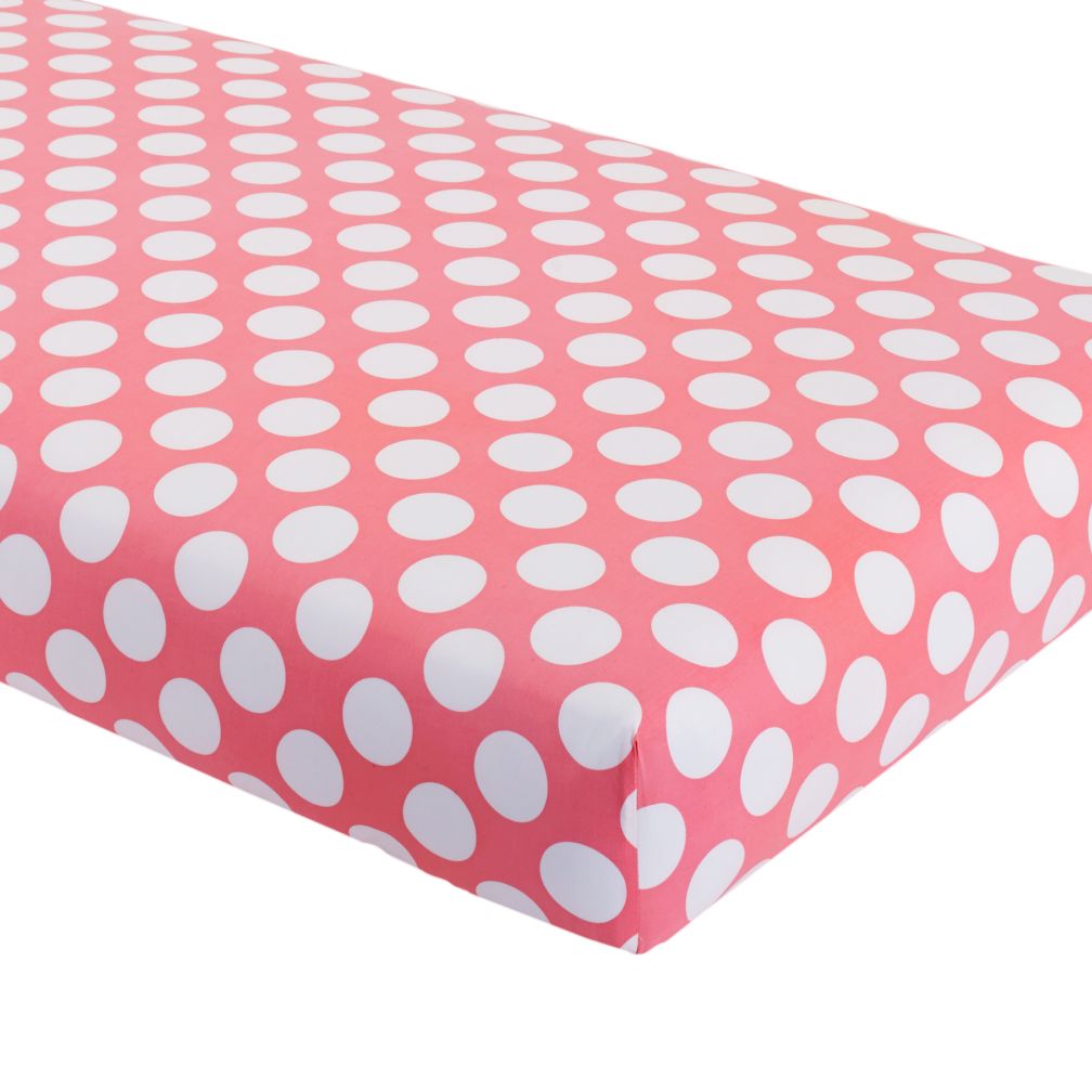New School Crib Fitted Sheet (Pink Dot)