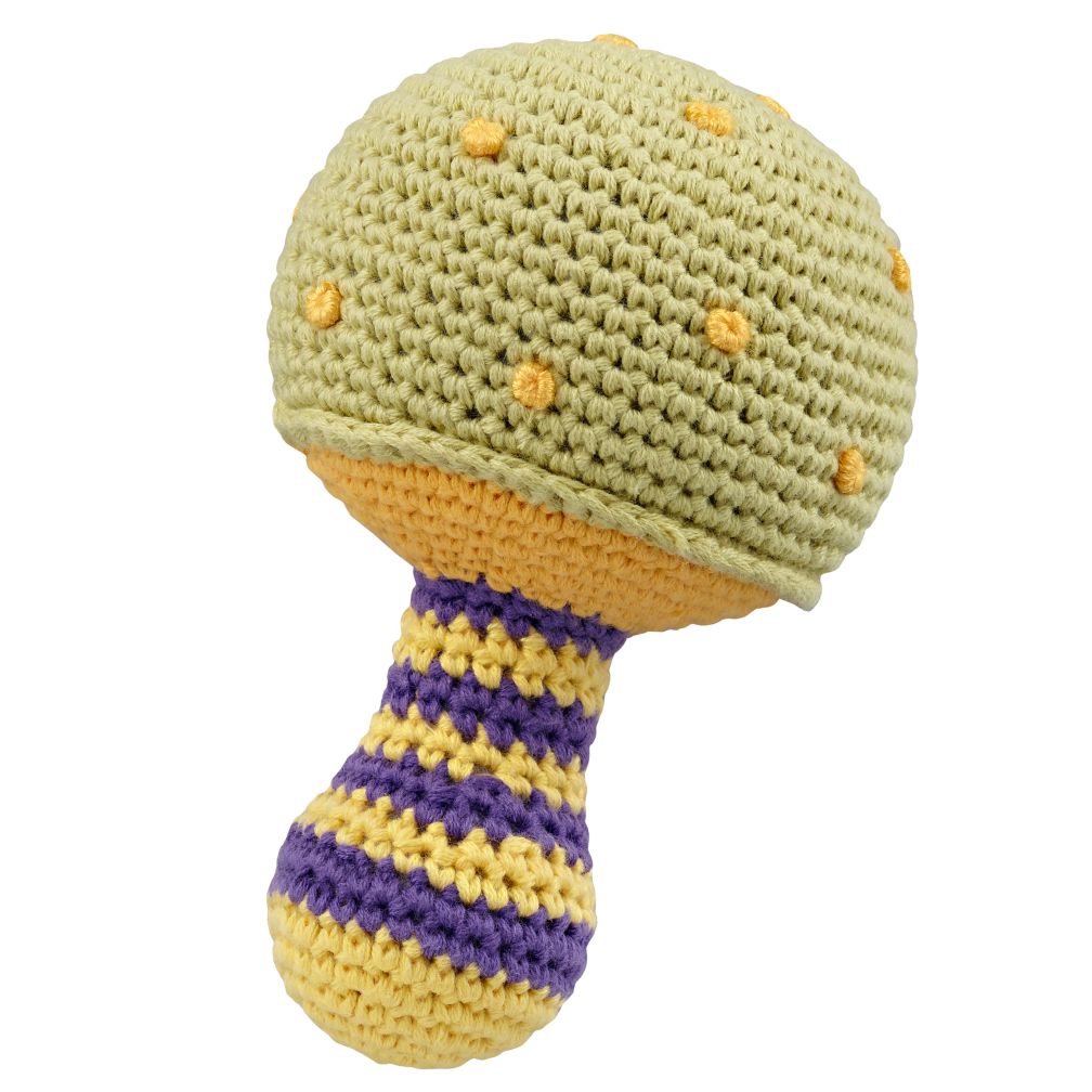 Green Knit Mushroom Rattle