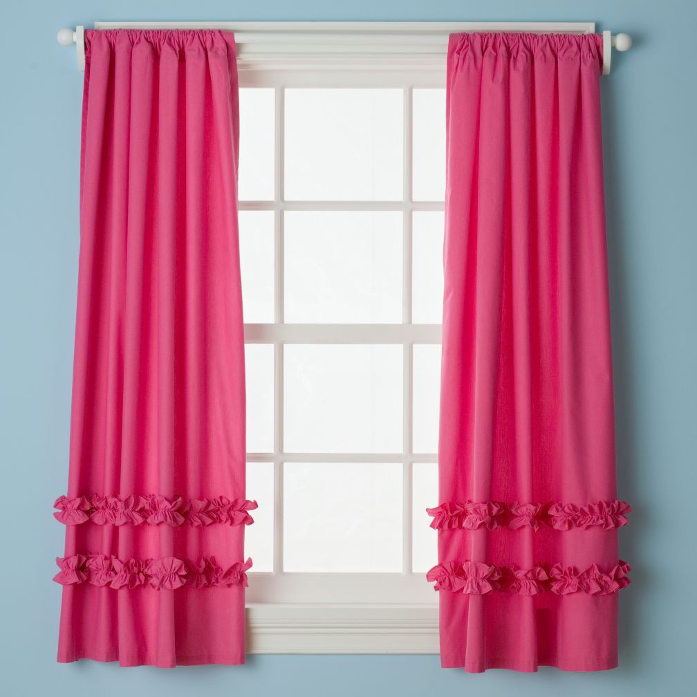 Ruffle Curtain Panels (Hot Pink)