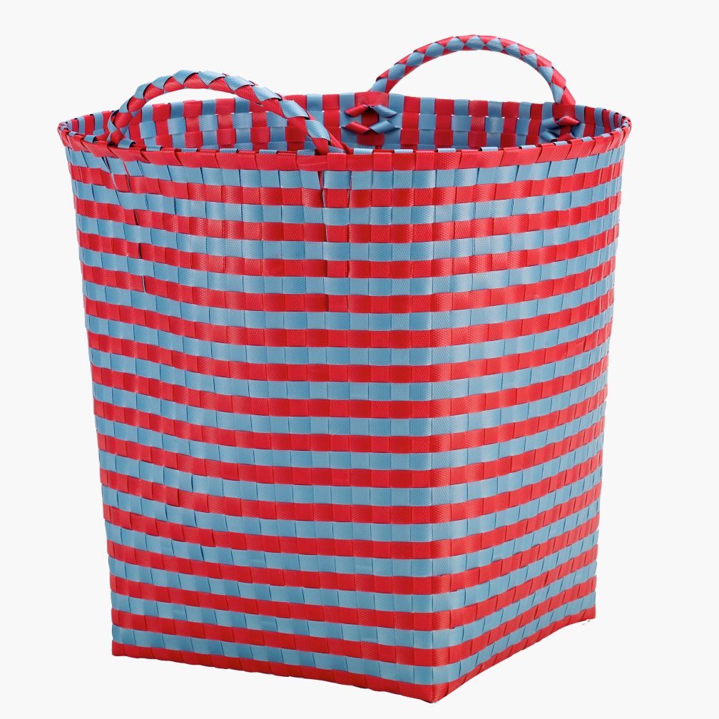 Striped Strapping Floor Bin (Red/Blue)