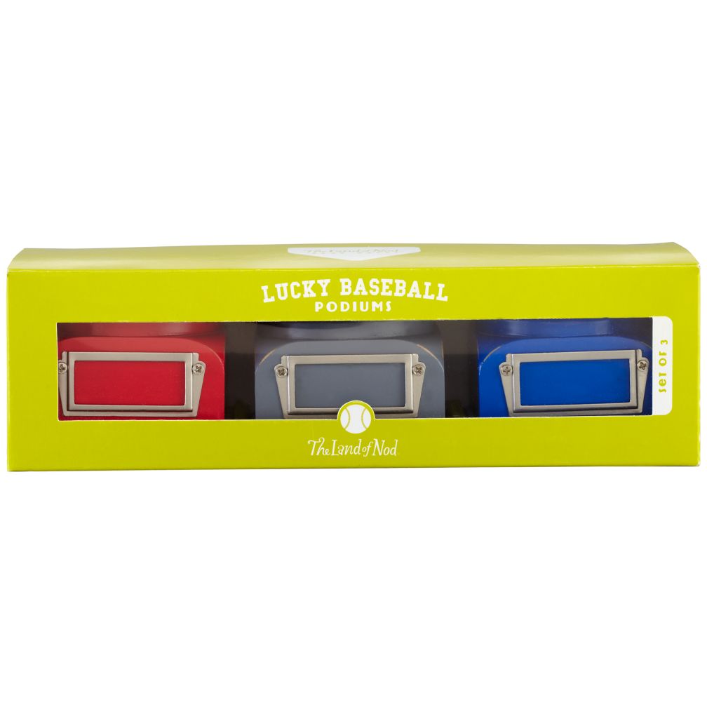 Set of 3 Lucky Baseball Holders (Red, Blue, Grey)