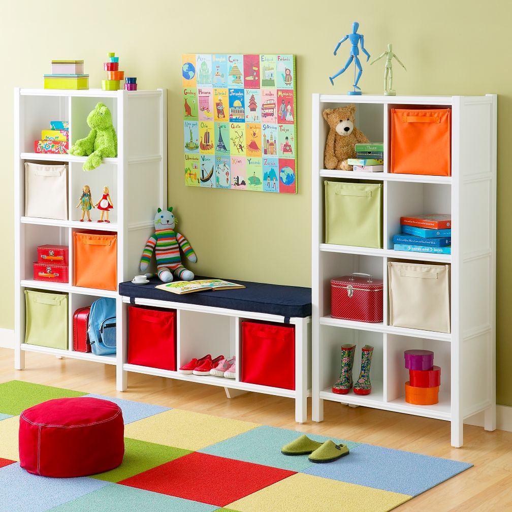8-Cube Bookcase & 3-Cube Bench (White)