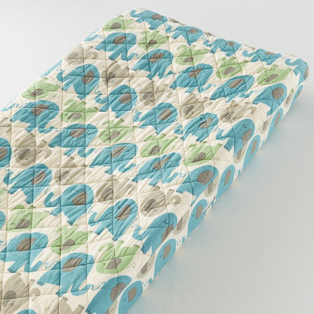 Changer Pad Cover (Lt. Blue Elephant Print)