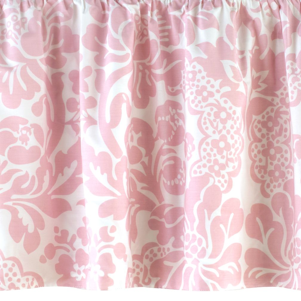 With a Flourish Reversible Crib Skirt (Dk. Pink)