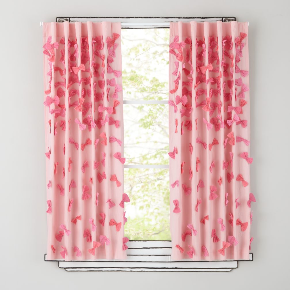 Bow Tied Curtain Panels (Pink)