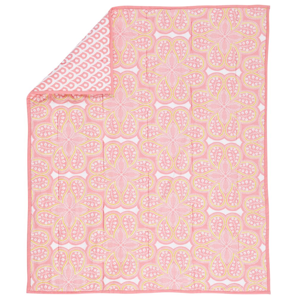 Mosaic Paisley Crib Blanket (Pink)