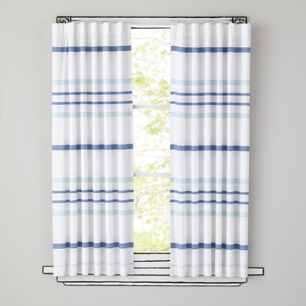 Wide Ruled Curtain Panels (Blue)