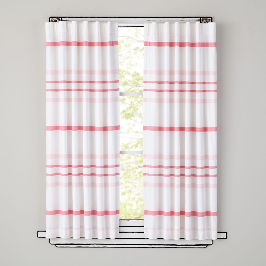 Wide Ruled Curtain Panels (Pink)