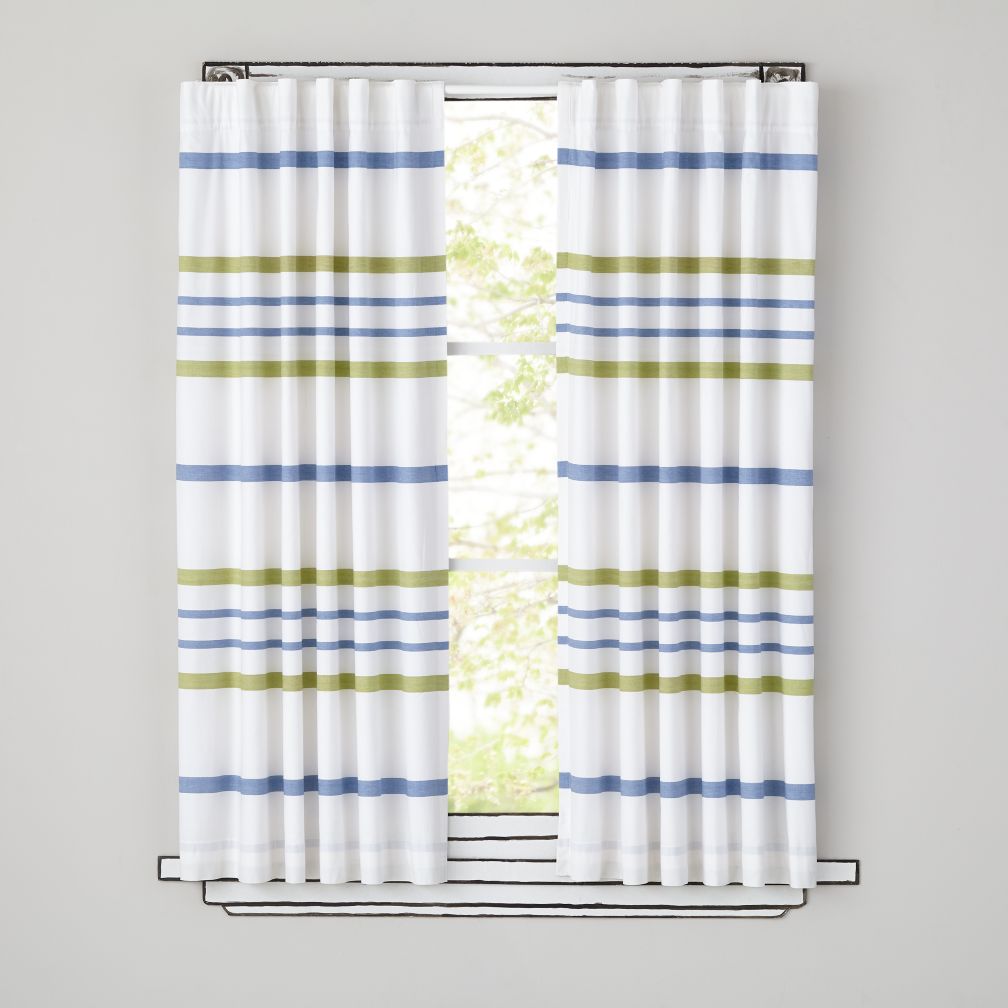 Wide Ruled Curtain Panels (Green)