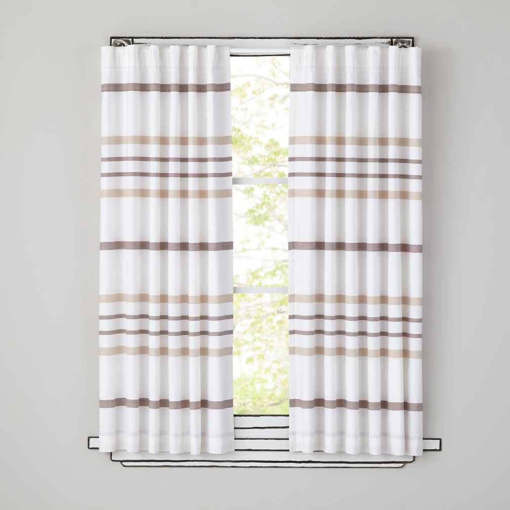 Wide Ruled Curtain Panels (Khaki)