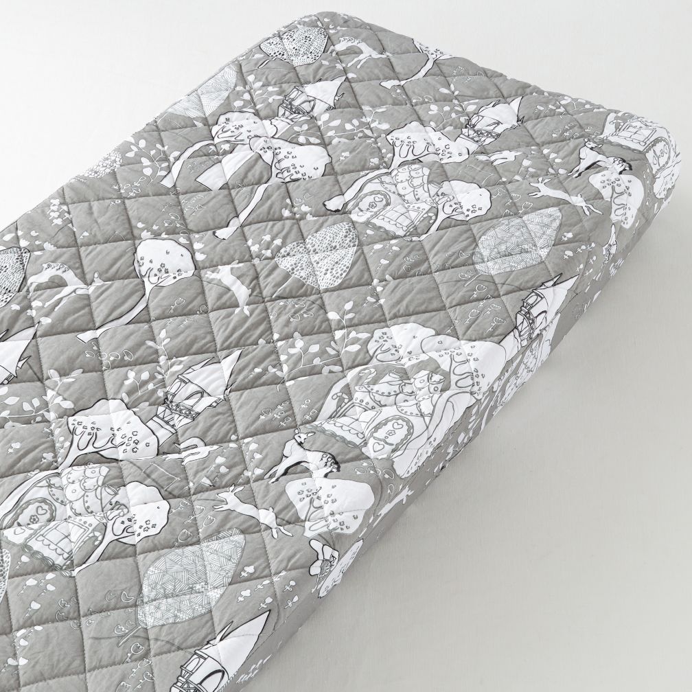 Changer Pad Cover (Grey Fairytale Print)