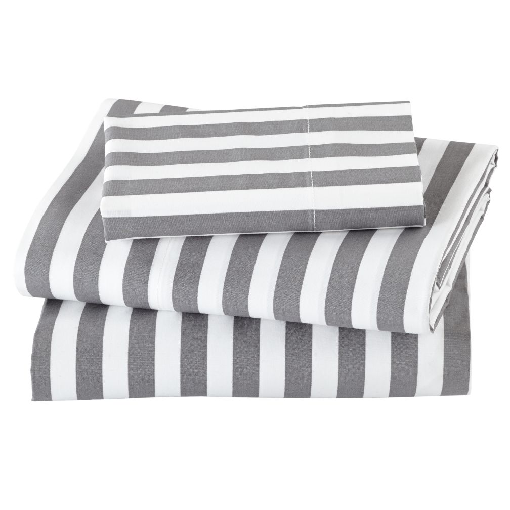 New School Toddler Sheet Set (Grey Stripe)