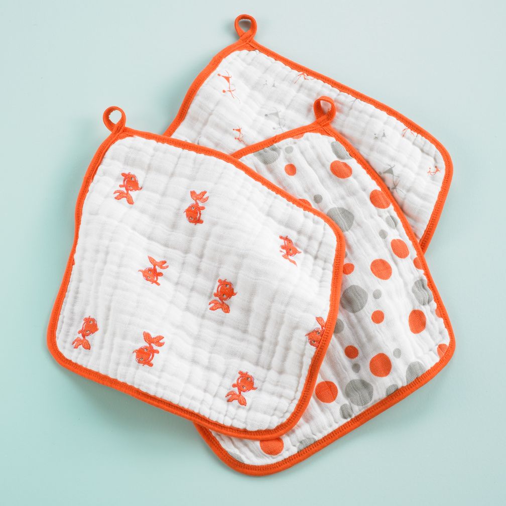Orange Wash Up Washcloths (Set of 3)