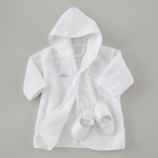 Personalized Bath Robe and Slippers Set (Blue Lettering)