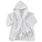 Personalized Bathrobe and Slippers (Blue Lettering)