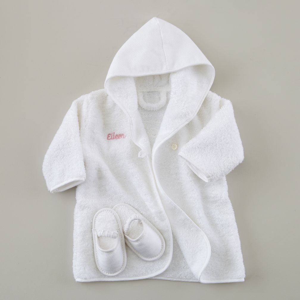 Personalized Bath Robe and Slippers Set (Pink Lettering)