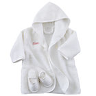 Personalized Bathrobe and Slippers (Pink Lettering)