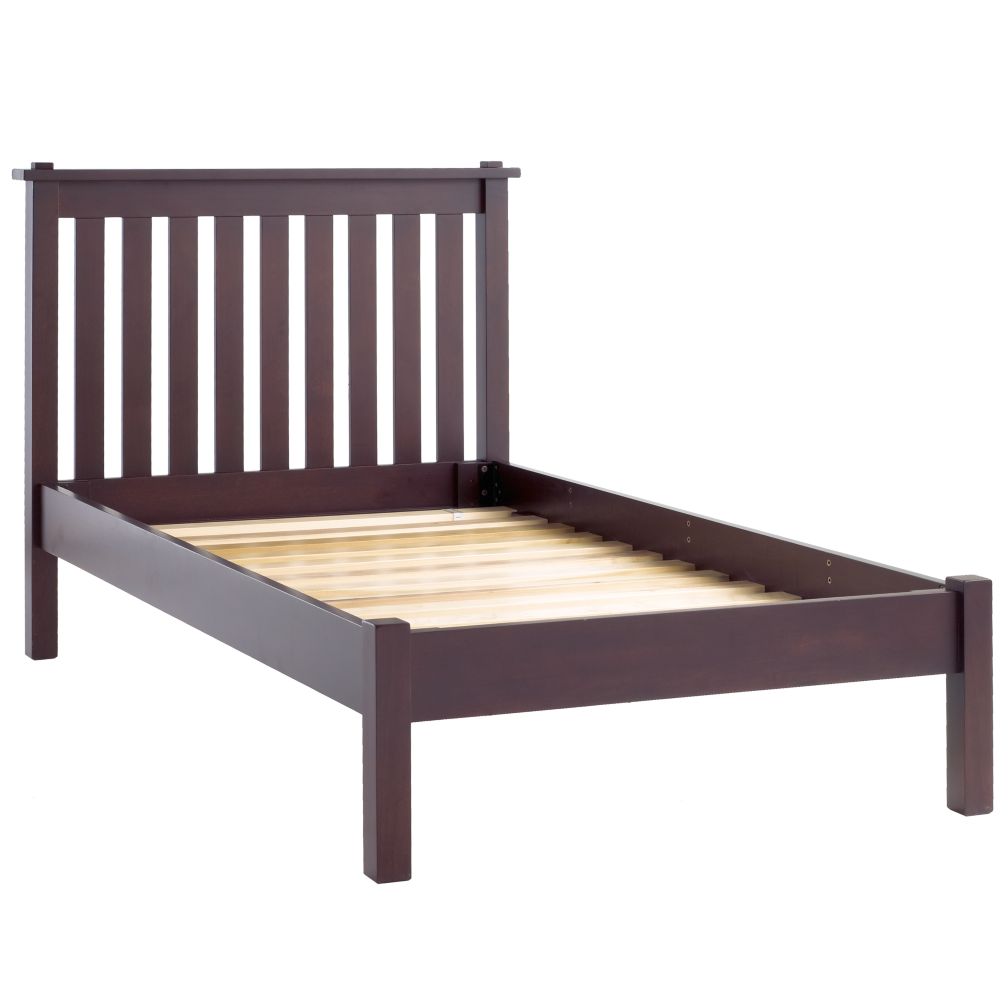 Simple Espresso Twin Bed (Headboard w/Wood Frame)