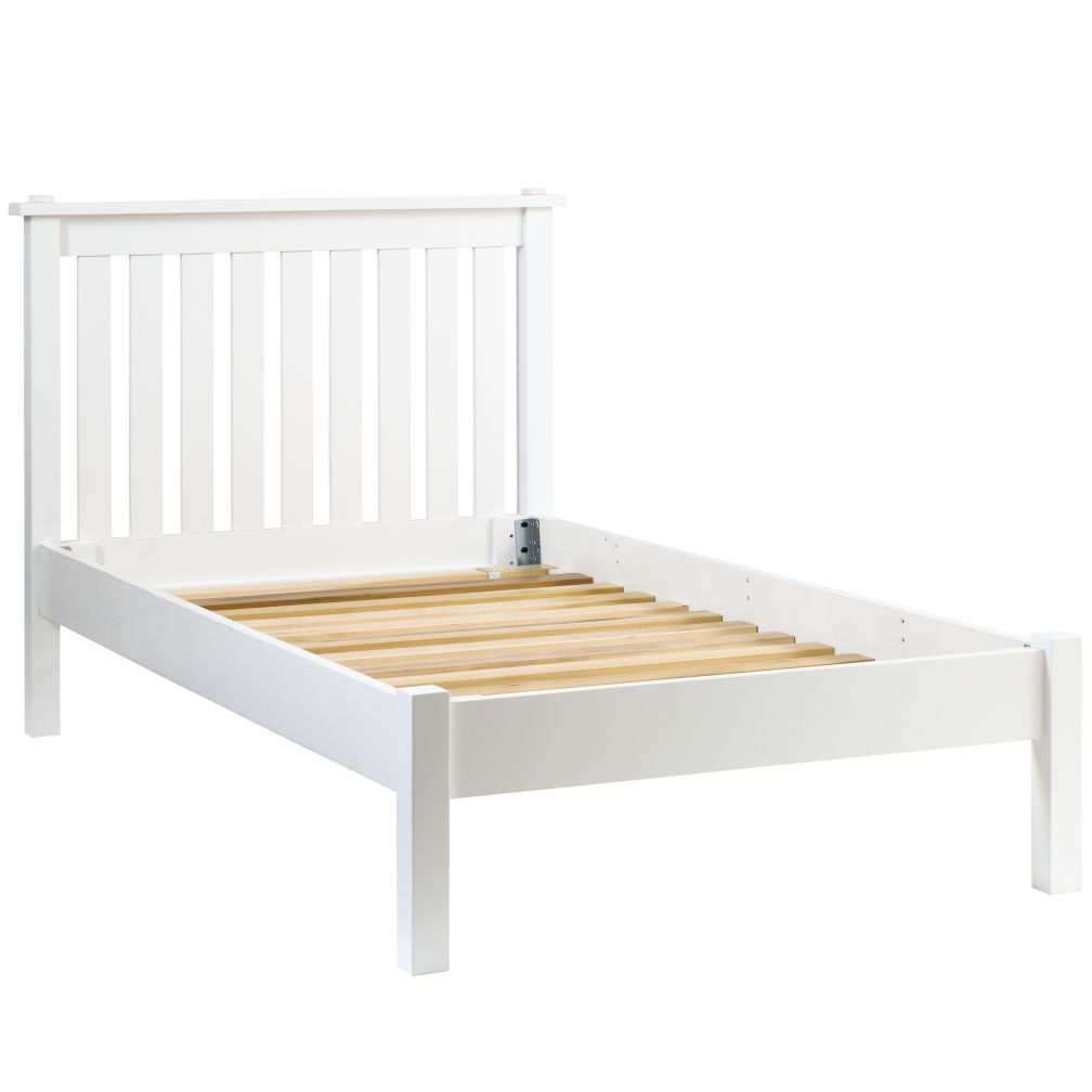 Simple White Twin Bed (Headboard w/Wood Frame)
