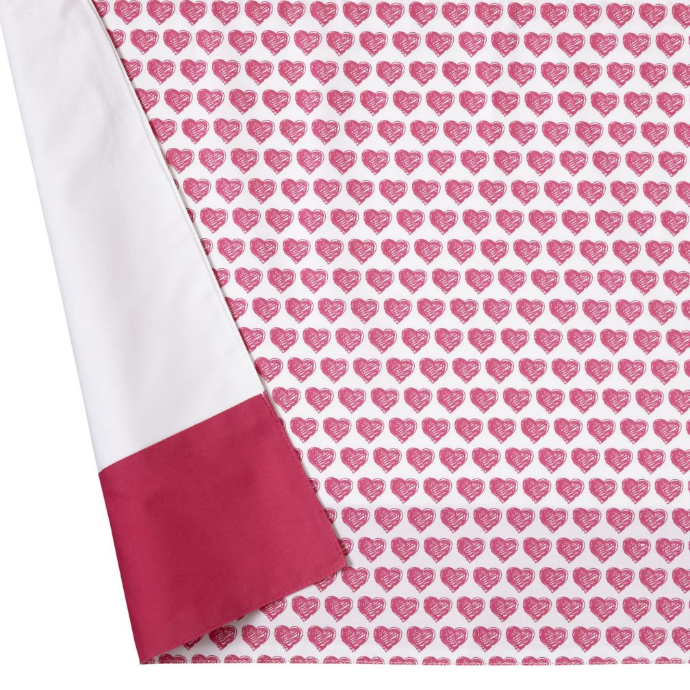 Fine Prints Reversible Crib Skirt (Pink Hearts)