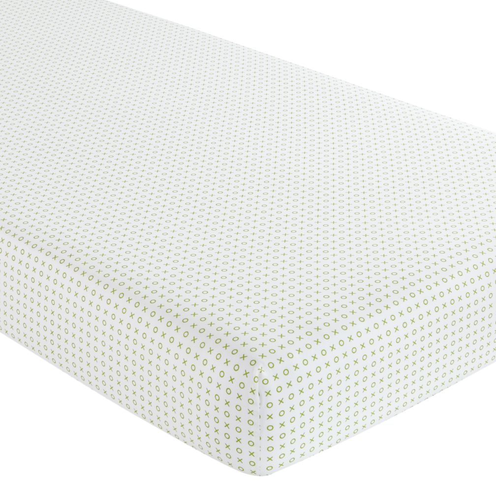 Crib Fitted Sheet (Green XO Print)