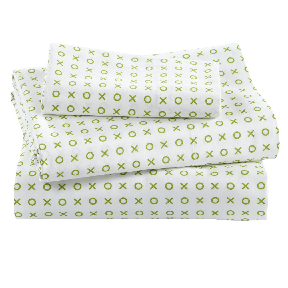 Fine Prints Toddler Sheet Set (Green XO Print)