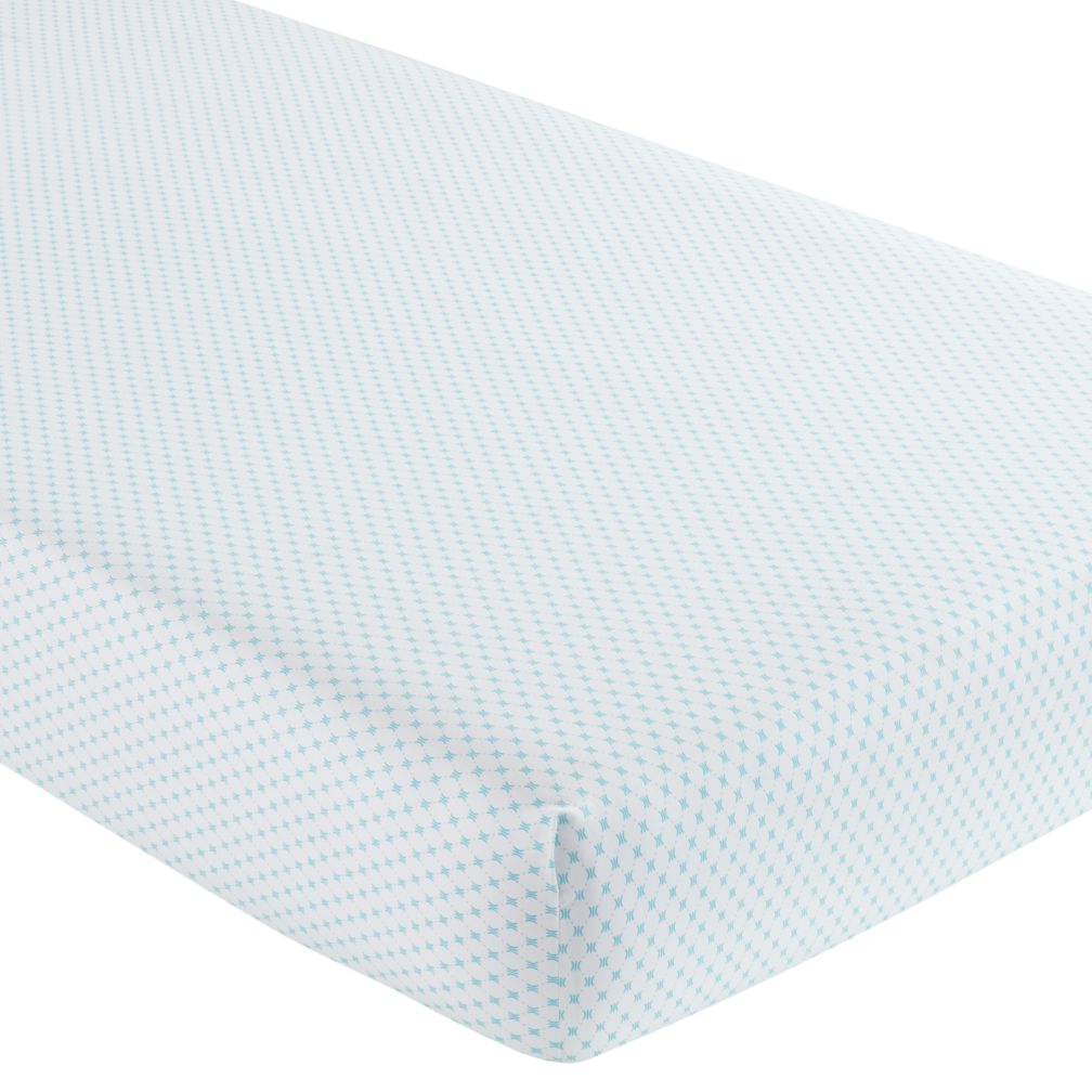 Crib Fitted Sheet (Aqua Diamond Print)
