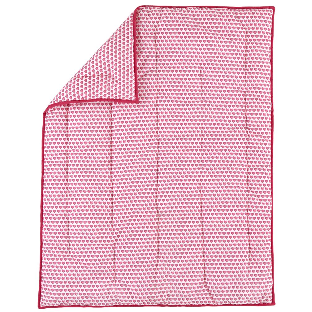 Fine Prints Crib Quilt (Pink Hearts)