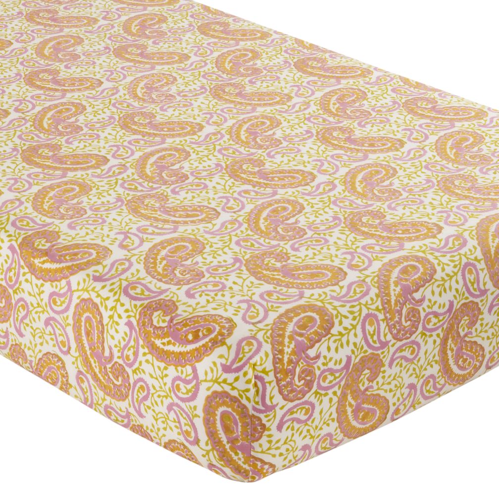 Crib Fitted Sheet (Orange Paisley)
