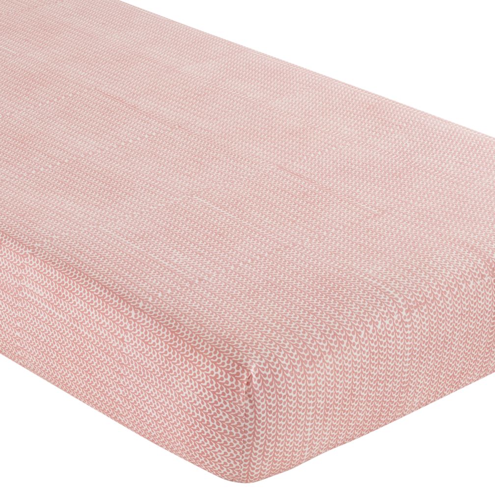 Crib Fitted Sheet (Pink Leaf)