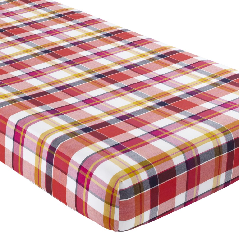 Crib Fitted Sheet (Pink Plaid)