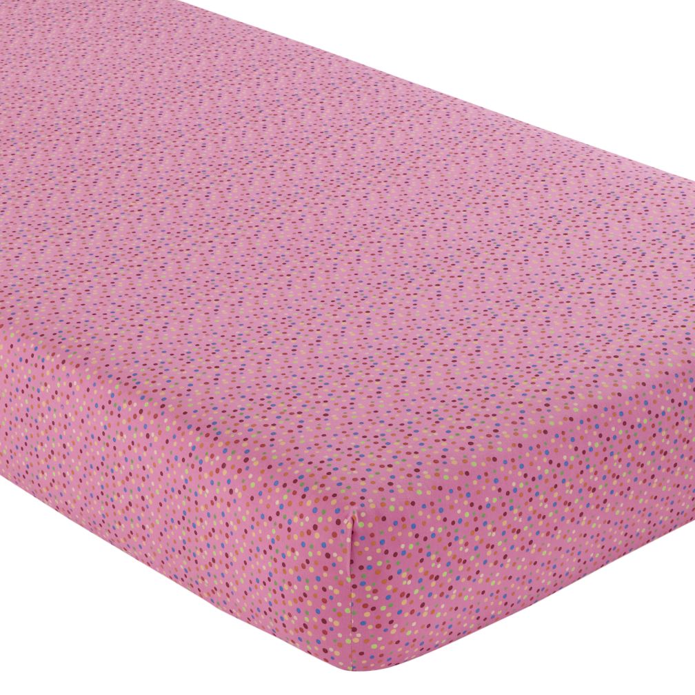 Crib Fitted Sheet (Pink Multi Dot)