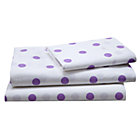 Twin Purple Polka Dot Sheet Set(includes 1 fitted sheet, 1 flat sheet and 1 case)