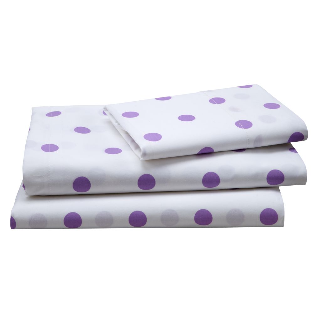 Purple Polka Dot Sheet Set (Twin)