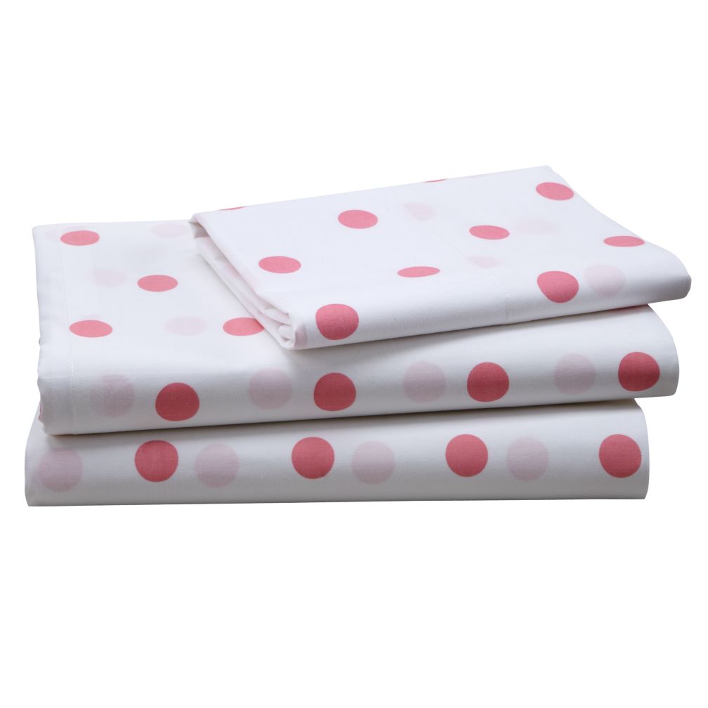 Pink Polka Dot Sheet Set (Twin)