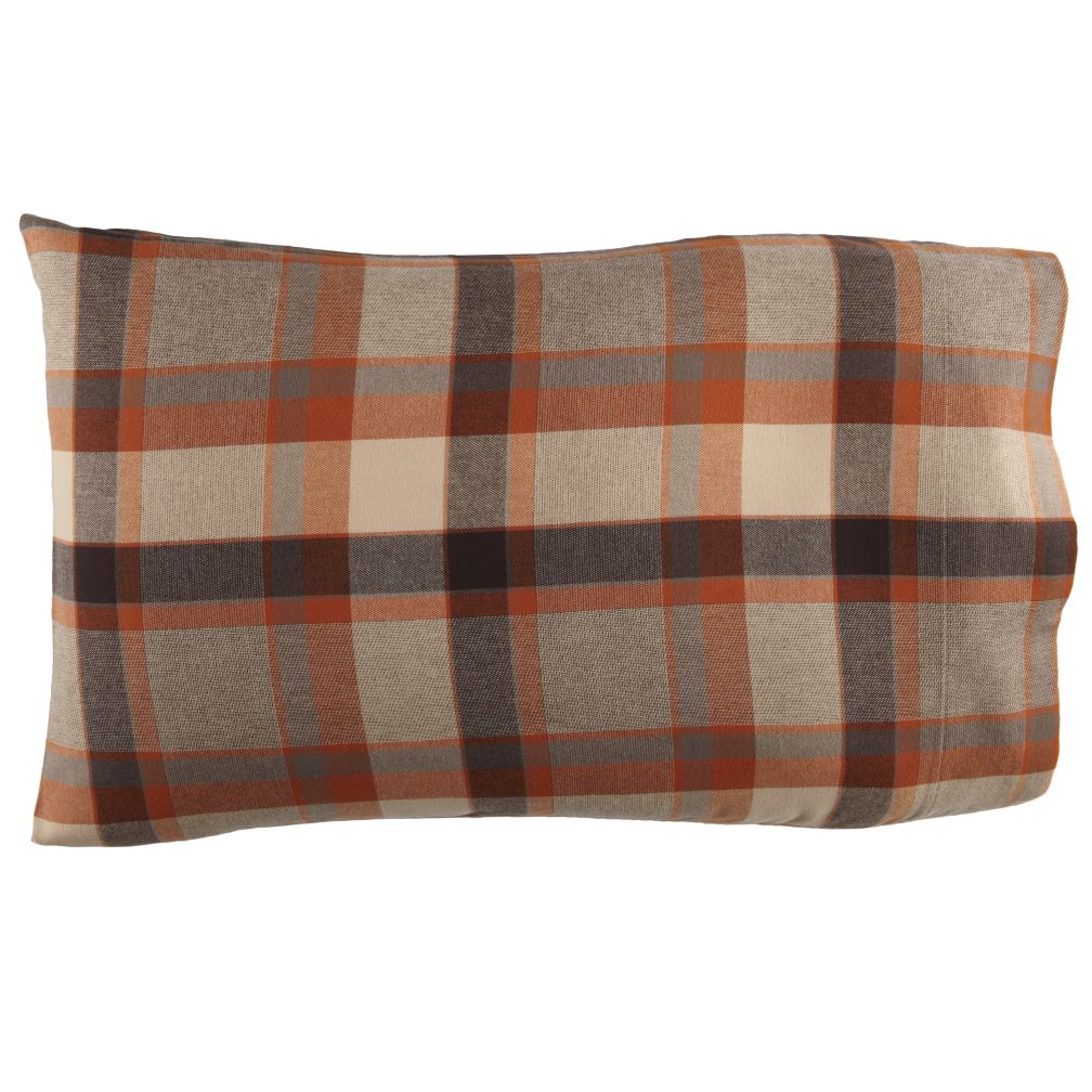 Brown Plaid Flannel Pillowcase