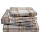 Full Grey Plaid Flannel Sheet Set(includes 1 fitted sheet, 1 flat sheet and 2 cases)