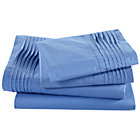 Full Pinch and Pleat Blue Sheet Set (includes 1 fitted sheet, 1 flat sheet and 2 cases)