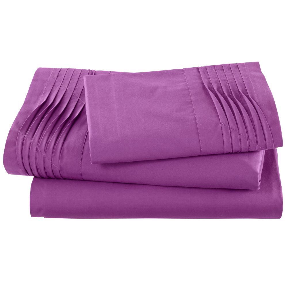 Pinch and Pleat Purple Sheet Set (Twin)