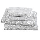 Full Grey Scalloped Sheet Set(includes 1 fitted sheet, 1 flat sheet and 2 cases)