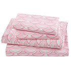 Full Pink Scalloped Sheet Set(includes 1 fitted sheet, 1 flat sheet and 2 cases)