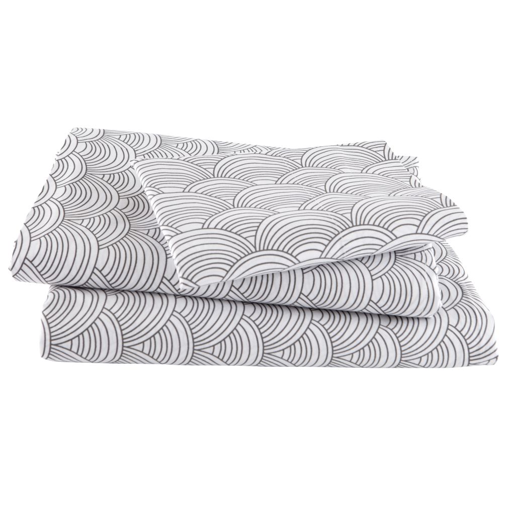 Scalloped Grey Sheet Set (Twin)