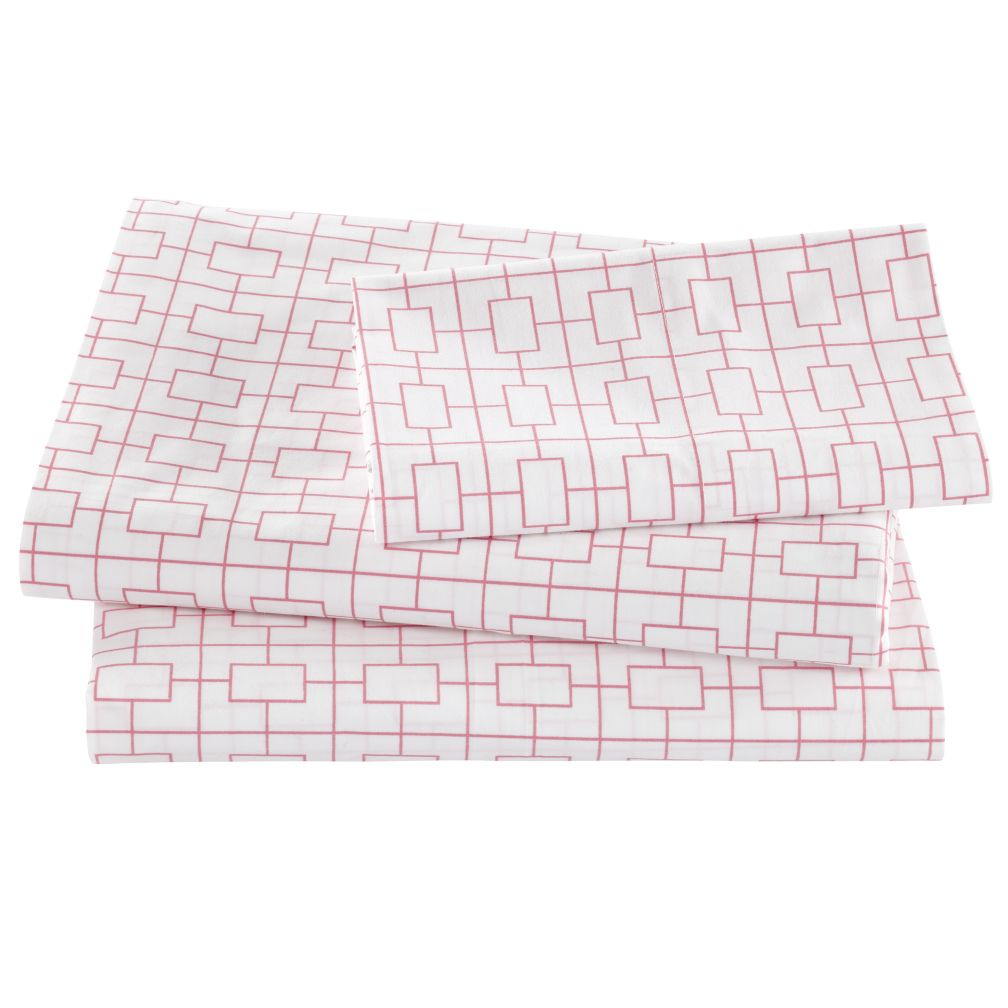 Window Pane Pink Sheet Set (Twin)