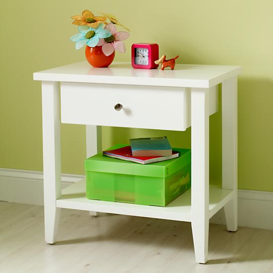Kids' Nightstands Kids Modern White Wooden Poplar Nightstand The
