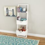 Little Sloane Leaning Bookcase with Bins (White)