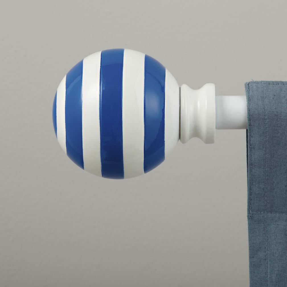 Blue Striped Ball Finials (Set of 2)
